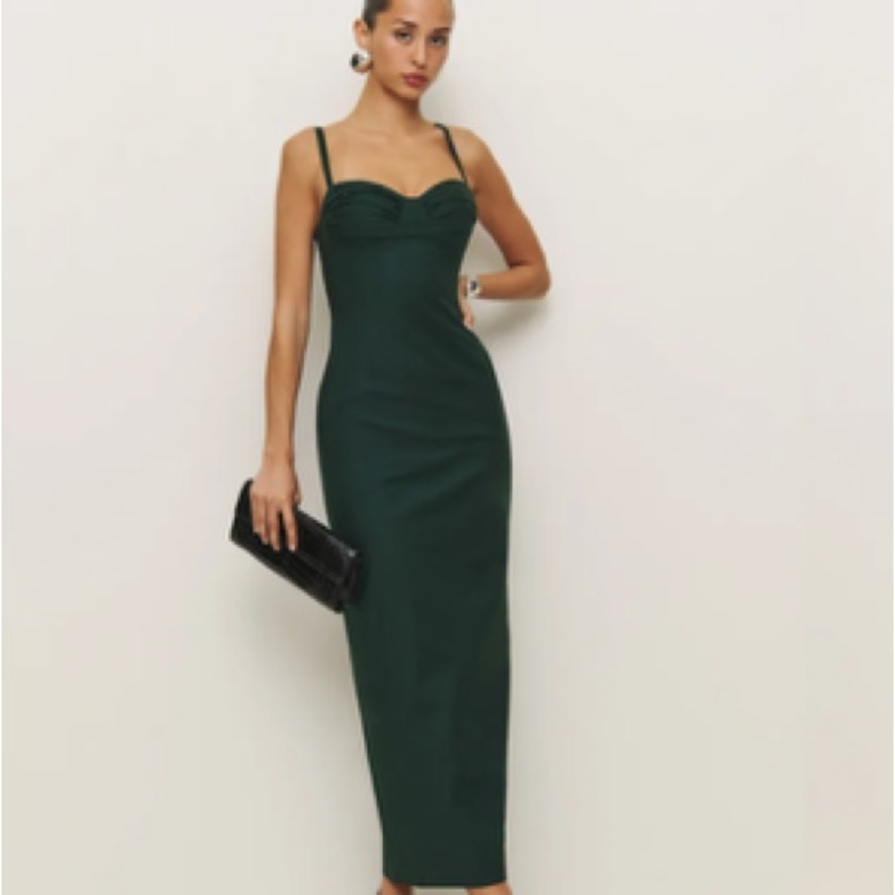 Reformation Green Sweetheart Bodycon Midi Dress - Picture 1 of 5